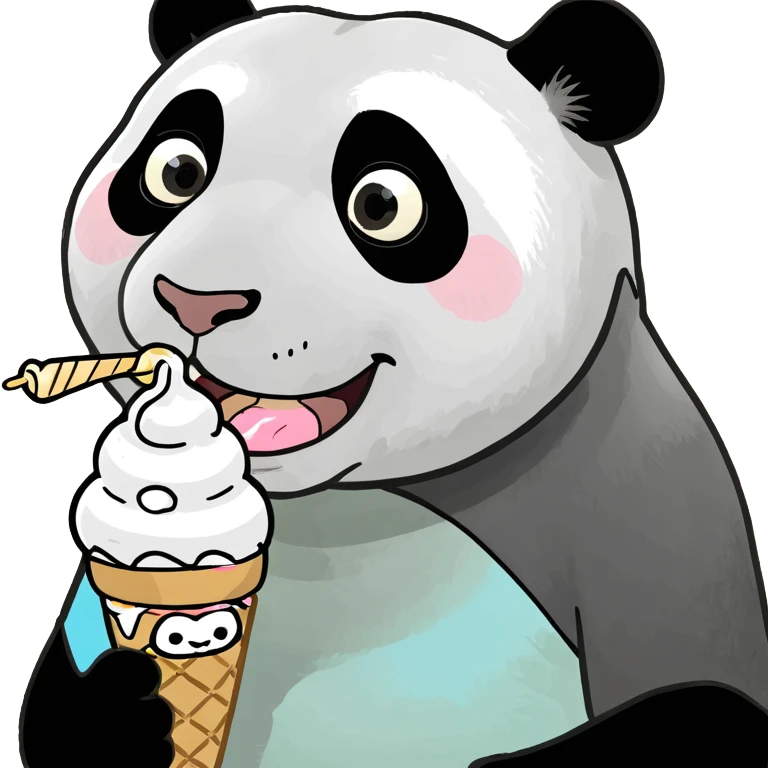 Panda eating ice cream emoji