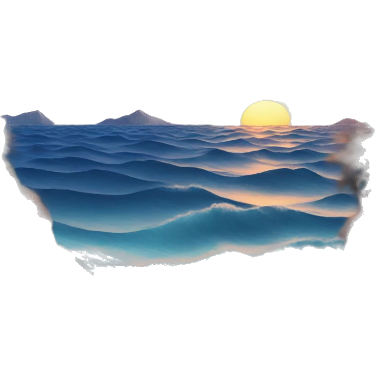 Blue sea with sunset emoji