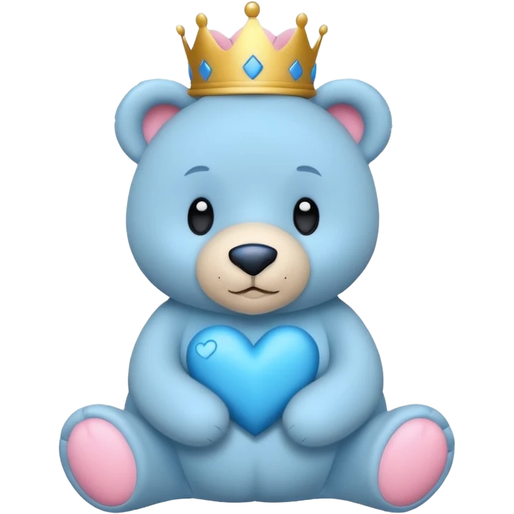 Oso con corona y corazones azules estilo iPhone  emoji