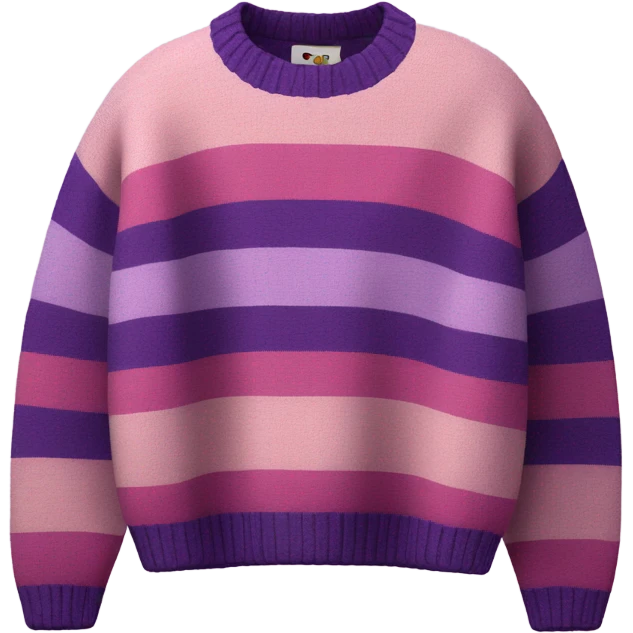 Pink and purple striped cropped oversize wool sweater, isolated emoji