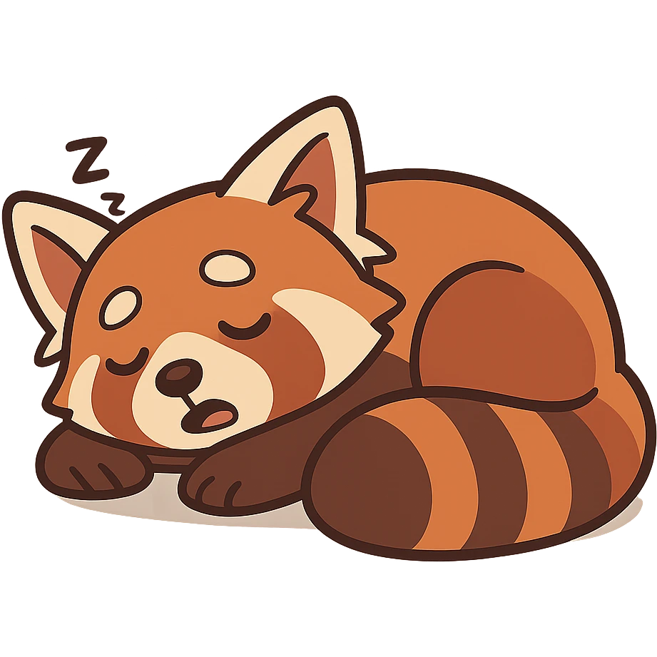 red panda sleeping, stylized cartoon emoji