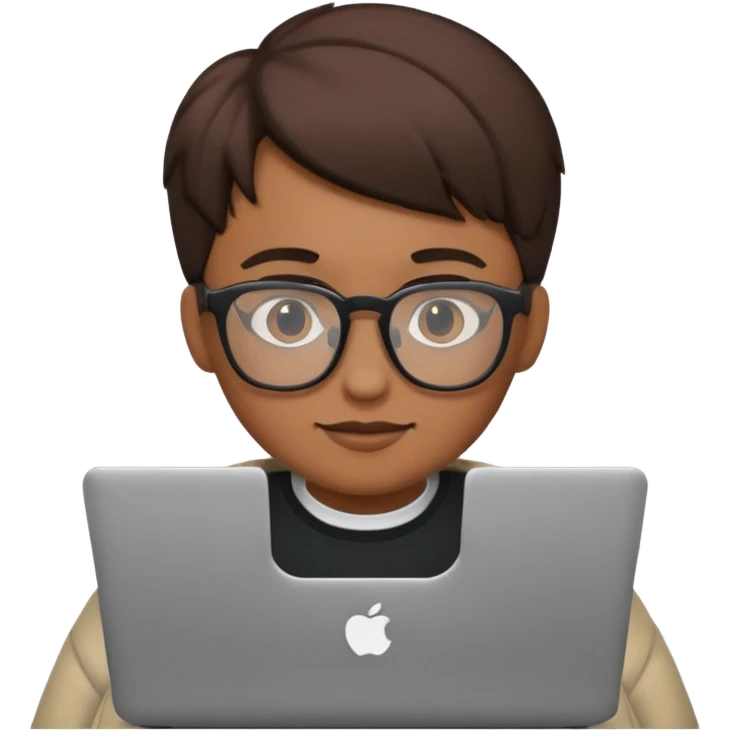 un estudiante con lentes y su laptop emoji