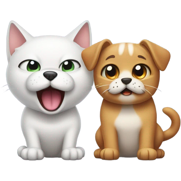 cat and dog bickering emoji