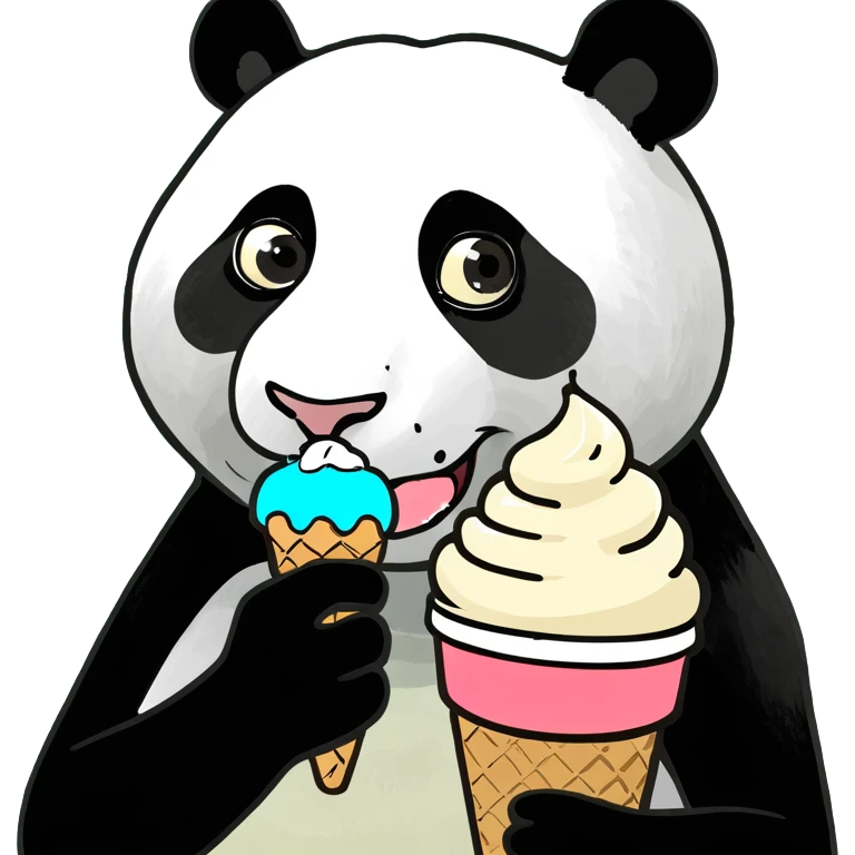 Panda eating ice cream emoji