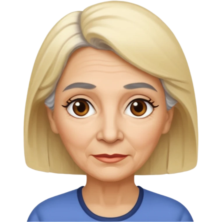 Rea emoji bionda di 70 anni occhi castani sopracciglia nere emoji