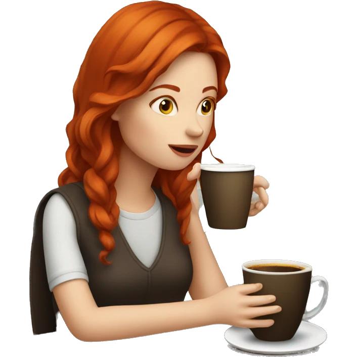 Red head girl drinking coffee emoji