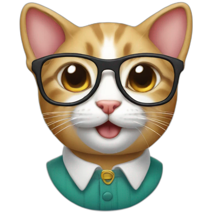 cat with rabbit teeth and glasses emoji