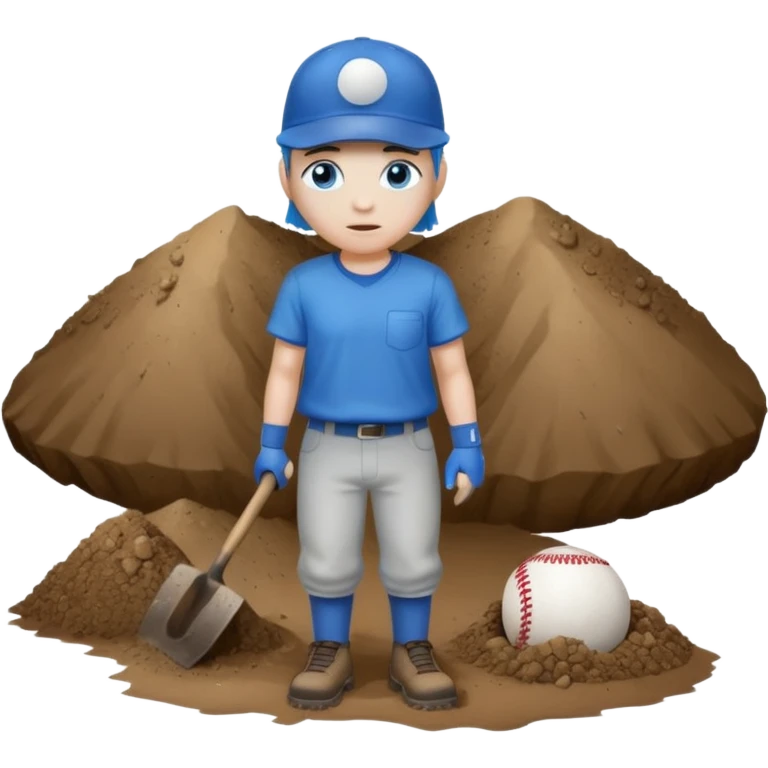 White skin, blue eyes, blue baseball caps mining, full body emoji