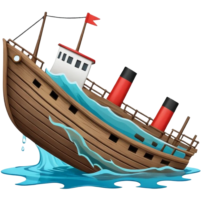 sinking ship  half underwater in figma colours emoji