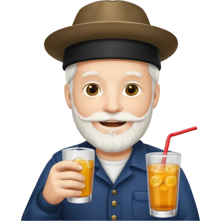 Drink holders with hat white hair white bearded  emoji