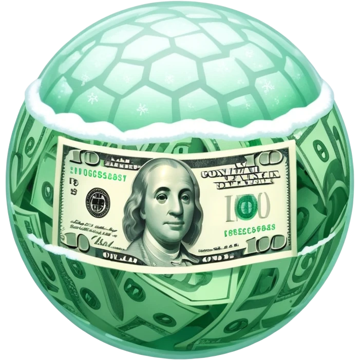 Snow ball with dollar bills  emoji