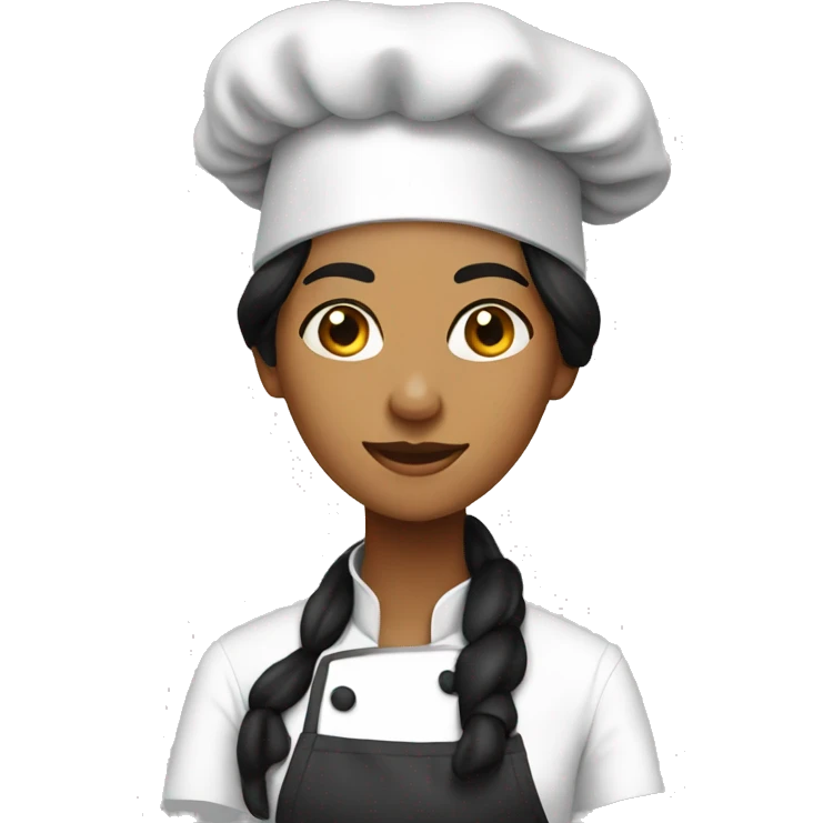 brown chef lady long black hair emoji
