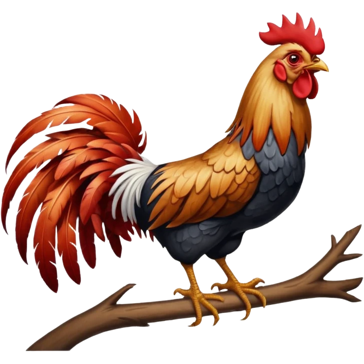 Rooster standing on tree emoji