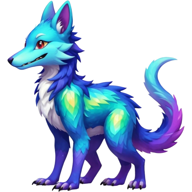 Shiny Colorful Vernid-Sergal-furry-fursona, full body emoji