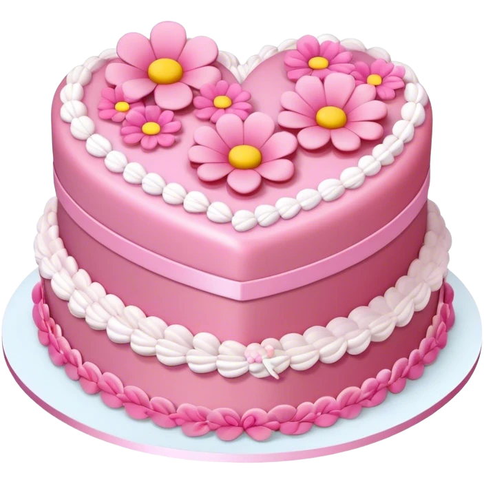 Gorgeous pink heart shaped layered birthday cake emoji