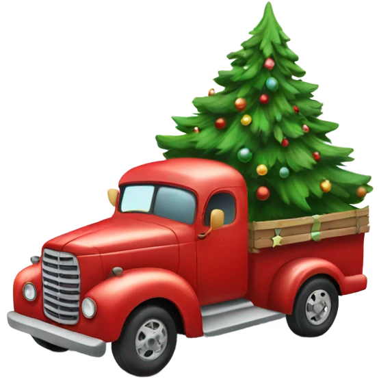 christmas truck with christmas tree emoji