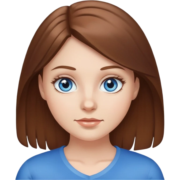 whit girl with brown hair with blue eyes and a round face  emoji