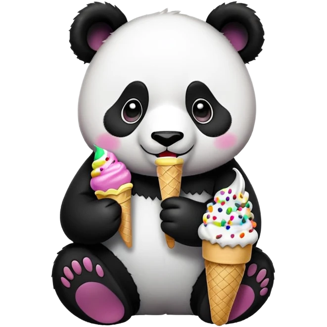 Panda eating ice cream emoji