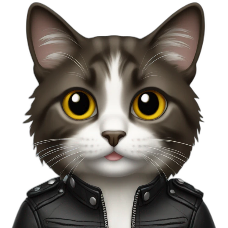 Ragdoll cat wearing black leather jacket emoji