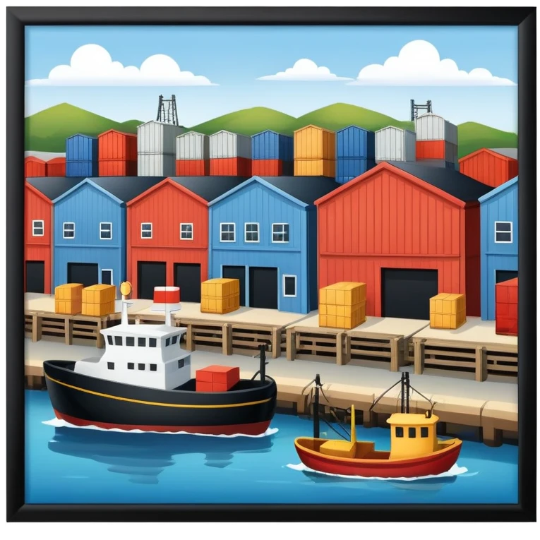 seaport with warehouses emoji