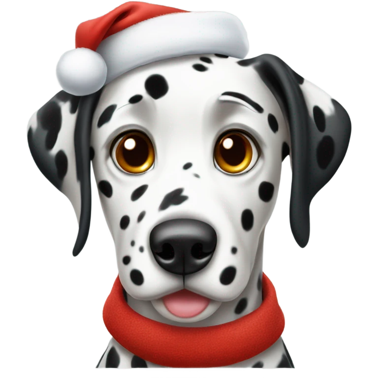 Dalmatian wearing Santa hat emoji