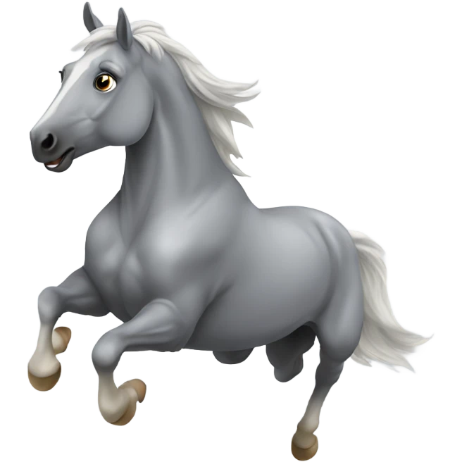 Grey horse jumping emoji