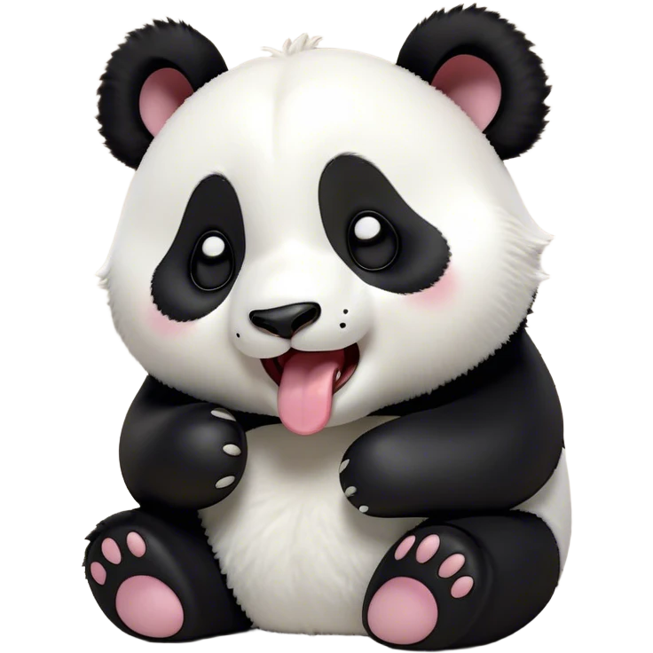 Cinematic Cute Yawning Panda Portrait Emoji, Head tilted slightly with a dramatic, wide-open yawn, showcasing a soft, plush black and white Fur with droopy ears, round eyes barely open in drowsy contentment, Simplified yet irresistibly adorable features, highly detailed, glowing with a soft, cozy glow, high shine, relaxed yet expressive, stylized with a touch of gentle whimsy, bright and endearing, soft glowing outline, capturing the essence of a sleepy yet affectionate panda, so drowsy it feels like it could stretch right out of the screen and curl up for a nap! emoji