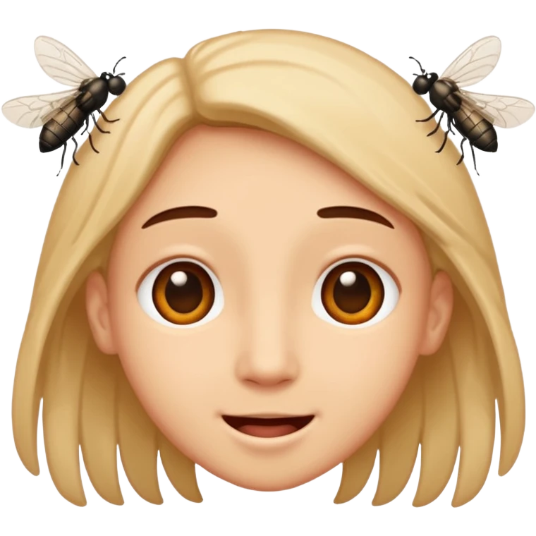 😊🥺 these emojis but with flies around it and its happy emoji