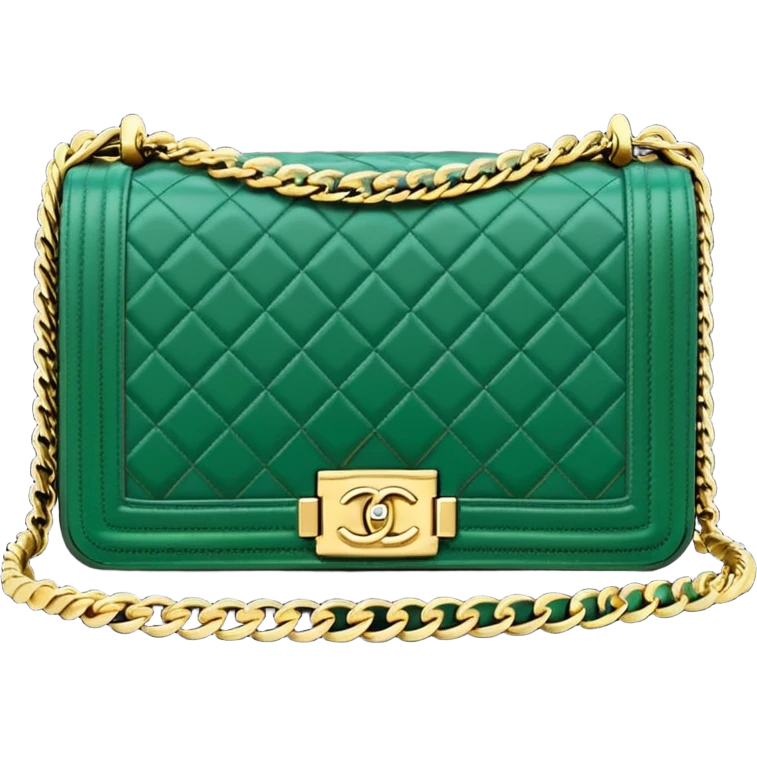 chanel le boy dark green color bag emoji