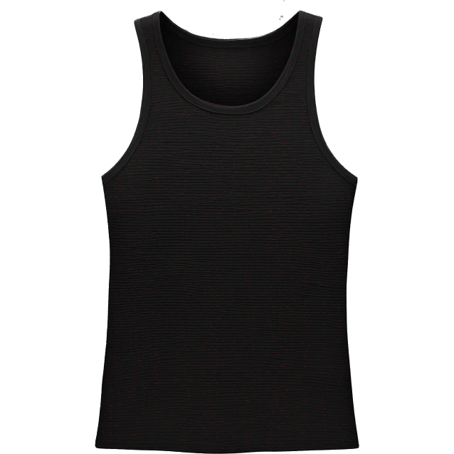 chic black ribbed tank top with tag hyperrealistic soft textures no background emoji