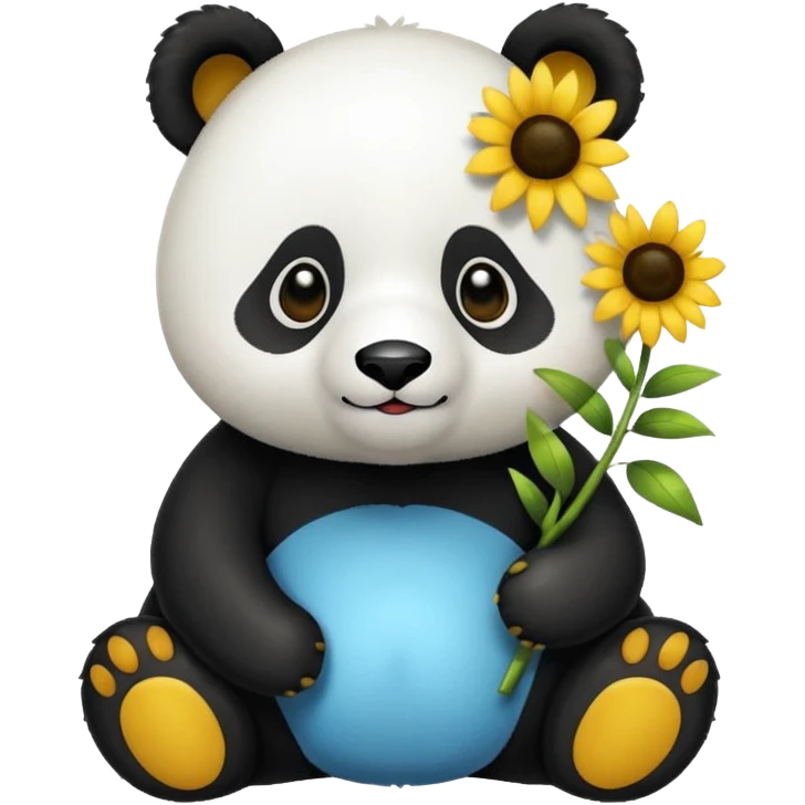 Panda azul com girassol  emoji