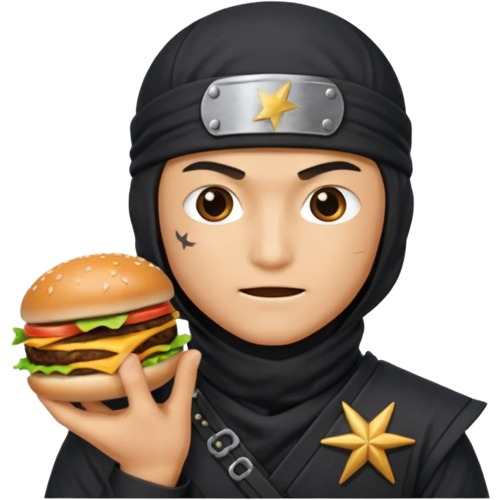 ninja with hambuger and suriken emoji