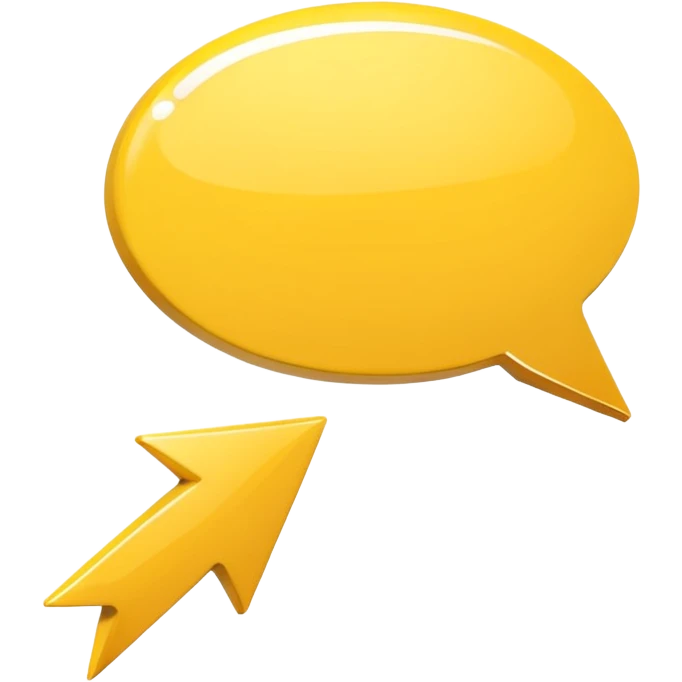 a yellow speech bubble but instead of a normal tail it’s a pointing arrow instead emoji