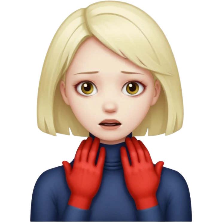 A girl with X eyes and her hands on her neck like kind mad and strangle  emoji