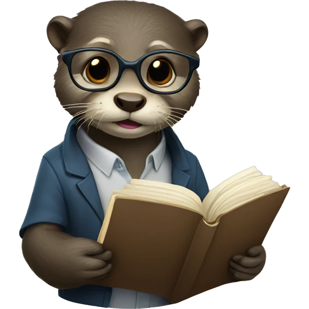 otter wearing glasses with a journal emoji