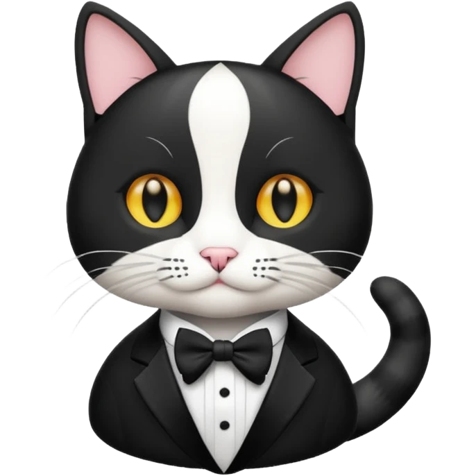 A cat whose fur looks like a tuxedo emoji