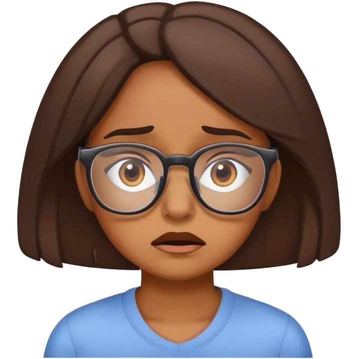 Chica estresada morena gafas  emoji