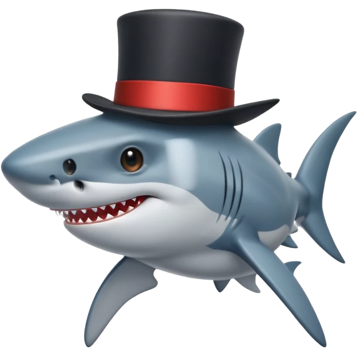Shark with a top hat emoji