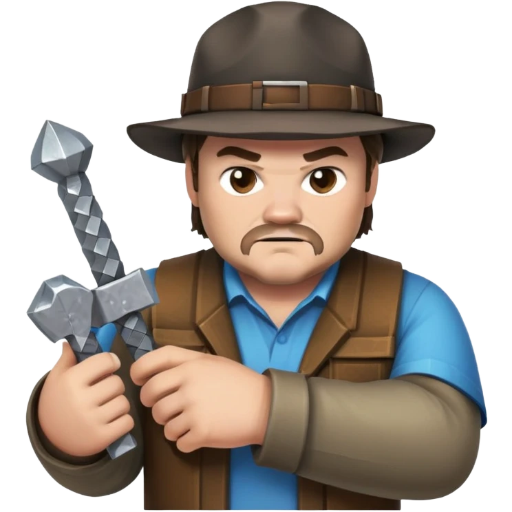 Jack Black at Steve from Minecraft holding flint and steel emoji