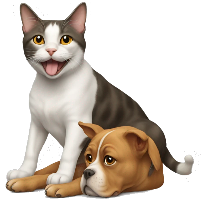 Cat riding a dog emoji
