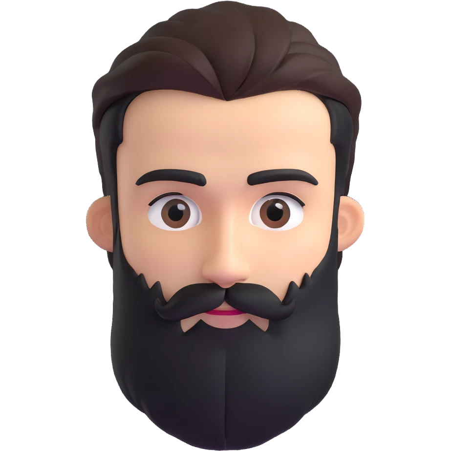 3d male character with bushy beard and thick connected eyebrows emoji