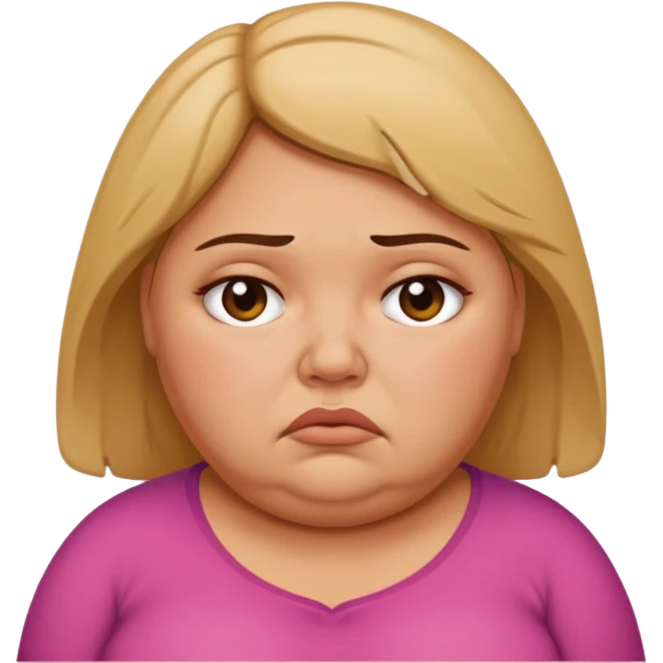fat woman looking tired and sad emoji