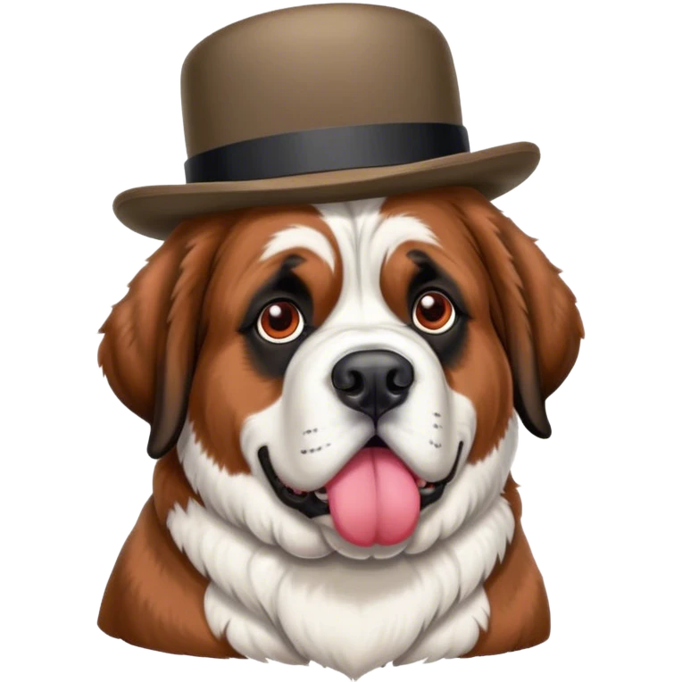Saint Bernard Dog wearing a derby hat emoji