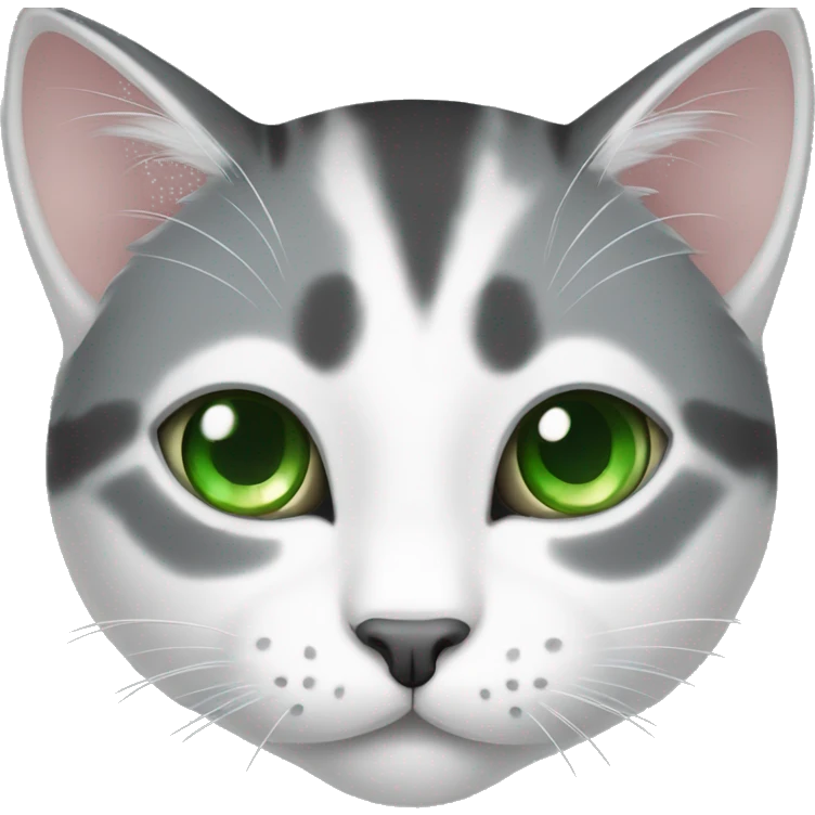 White and gray cat with green eyes emoji