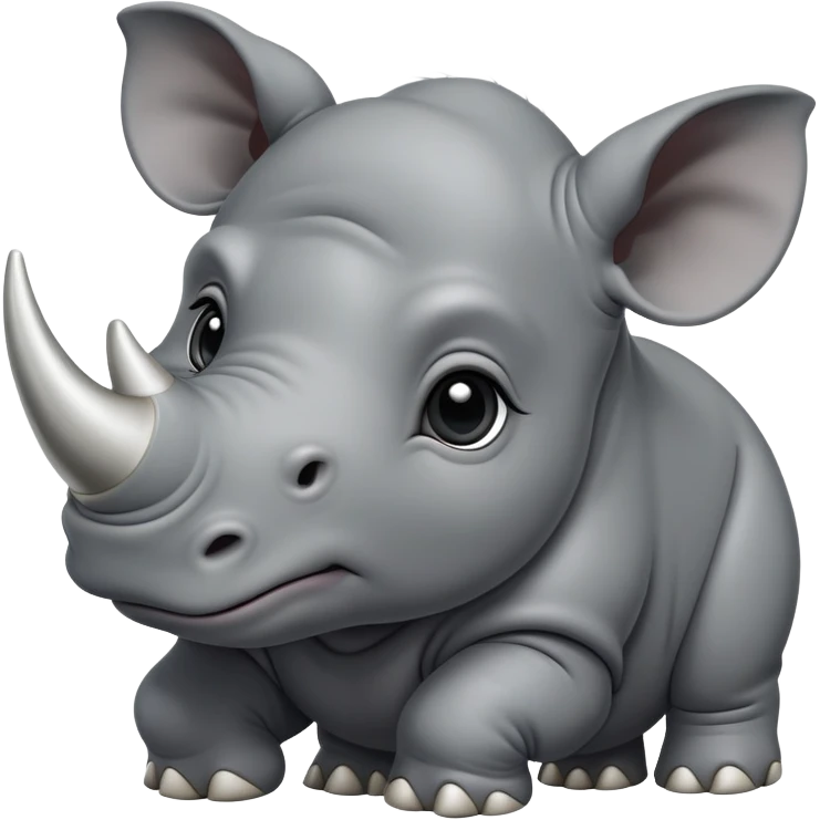 cinematic-noble-baby rhinoceros-portrait-emoji,slate grey hide -poised-and-regal,-with-a-massive,-powerful-build-and-a-thick,-deep-set-soulful-piercing-eyes,-simplified-yet-sharp-and-sophisticated-features,-highly-detailed, large black eyes emoji