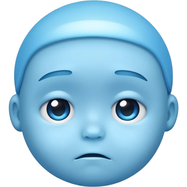 a baby blue sad face emoji with a glowing baby blue gradient behind it  emoji