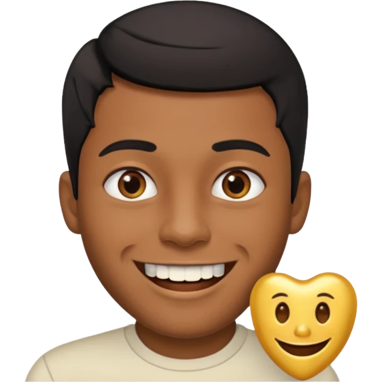 Isso agora faca esse emoji masculino com um cabelo preto baixo e um sorriso com um dente de ouro emoji