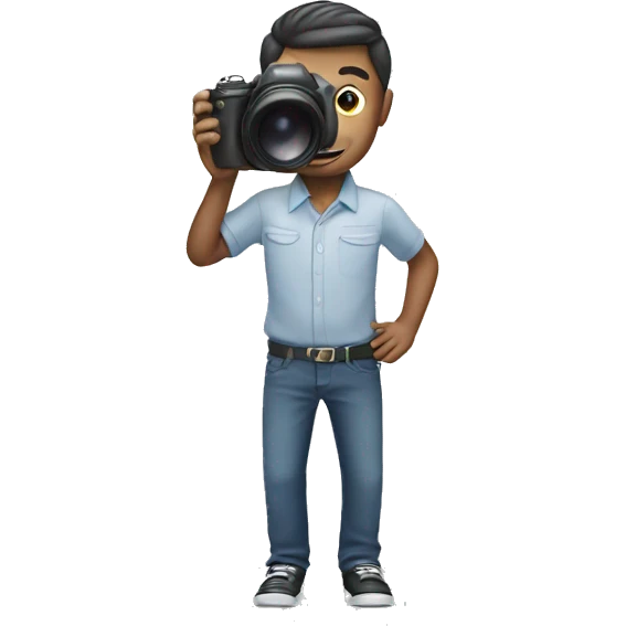 a person stand and hello come from camera  emoji
