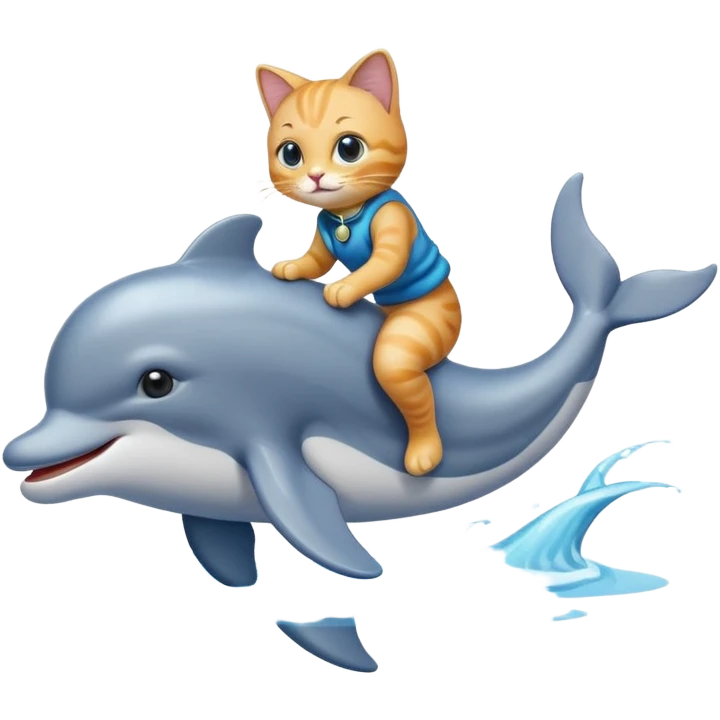 Cat riding dolphin emoji