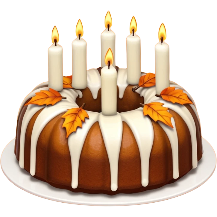 Fall themed Bundt cake with candles  emoji
